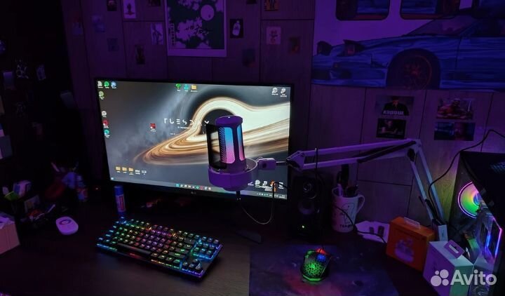 Микрофон ME6P для пк студийный с RGB подсветкой