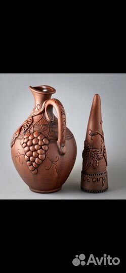 Глиняный кувшин 1,8л. Кубок-рог 25см