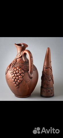 Глиняный кувшин 1,8л. Кубок-рог 25см