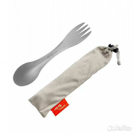 Ловилка(ложка+вилка 2 в 1) титановая+чехол