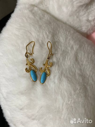Серьги винтажные бирюза