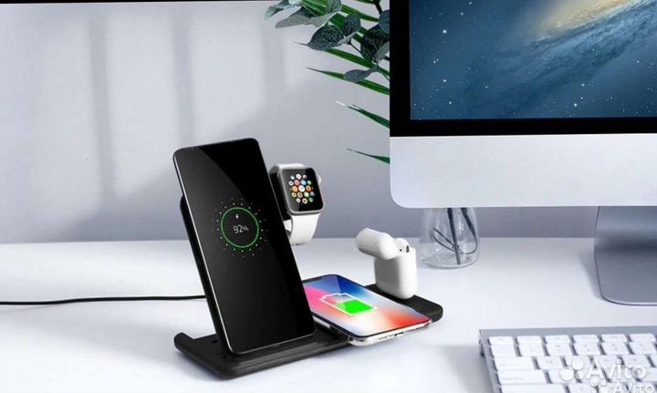 Беспроводная зарядная станция 4 в 1 (Новая)