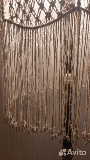 Торшер старинный. Абажур макраме. Ручная работа