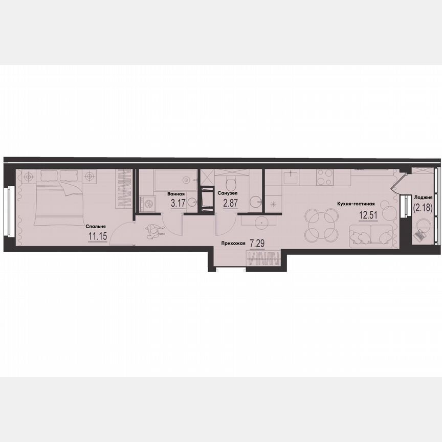 1-к. квартира, 38,1 м², 4/12 эт.