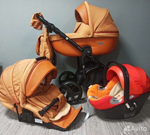 Коляска 3в1 Adamex Massimo+Cybex Aton Q 2в1/3в1