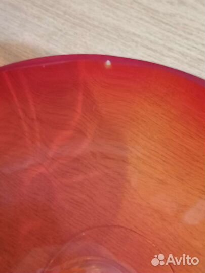 Ваза для фруктов на ножке цветное стекло СССР