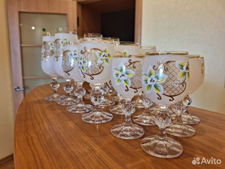 Набор бокалов, богемия с лепкой