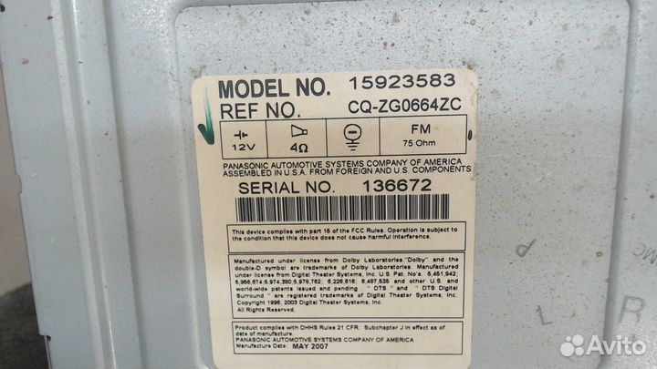 Магнитола Chevrolet Tahoe, 2007