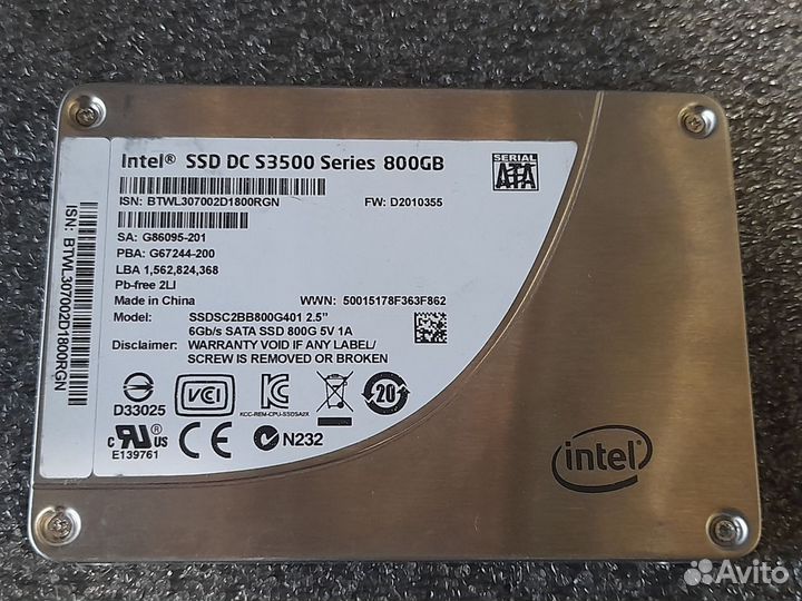 SSD Intel DC S3500 800 Гб ssdsc2BB800G401