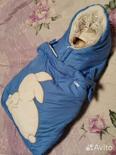 Конверт кокон одеяло на выписку и прогулки зимой