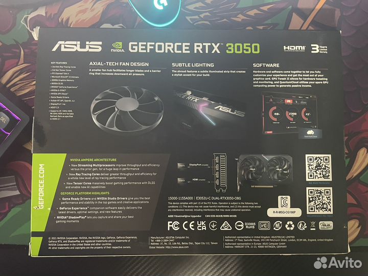 Видеокарта asus GeForce RTX 3050 Dual OC Edition