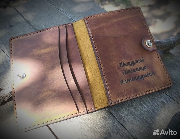 Обложка для документов охотника из кожи