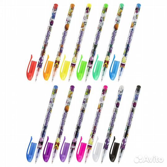 Ручки гелевые, 12 цветов, блестки