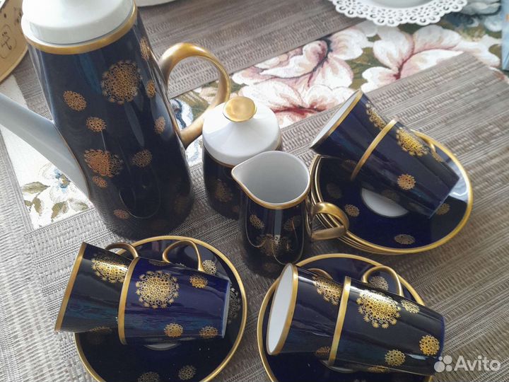 Кофейный сервиз, кобальт, гдр