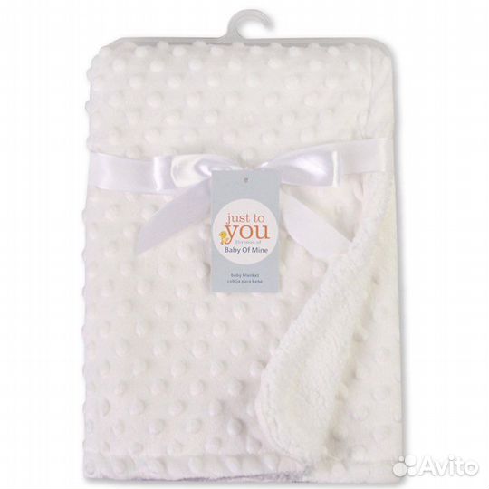 Плед детский белый, серый, голубой, розовый