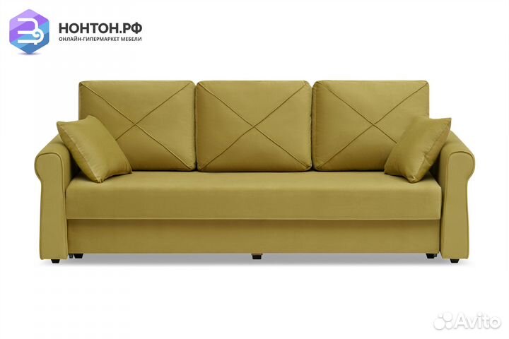 Диван еврокнижка Лира 3-х местный горчичный