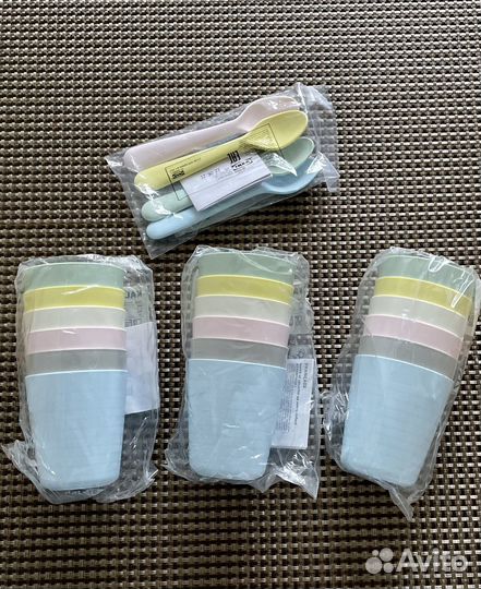 Детская посуда стаканы ложки Икеа IKEA пластик