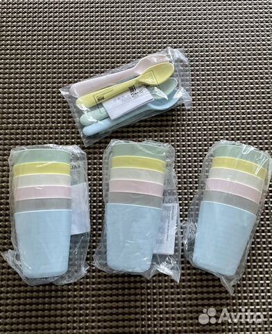 Детская посуда стаканы ложки Икеа IKEA пластик