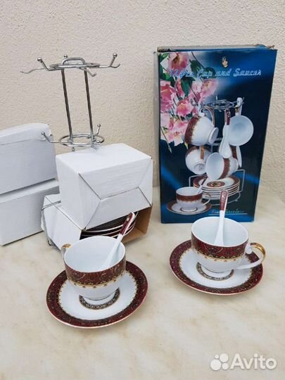 Набор посуды чашки для кофе на подставке