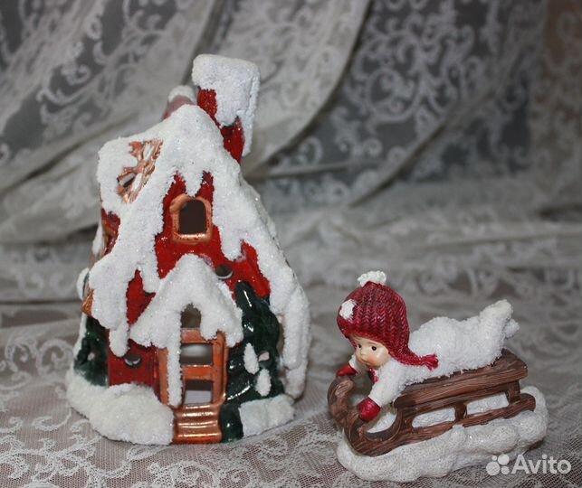 Подсвечник и фигурка для новогодних композиций