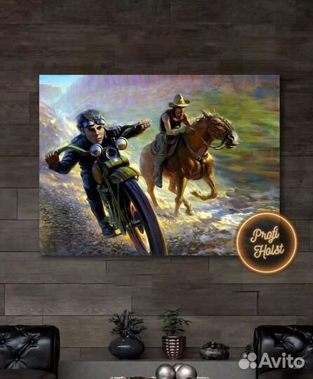 Картины ретро с мотоциклами на хлопковом холсте