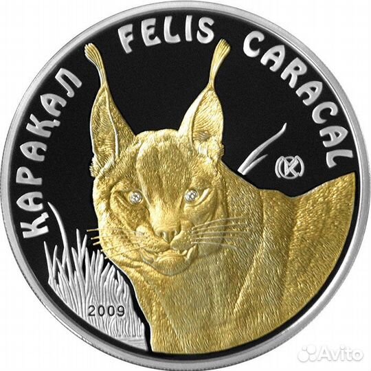 100 тенге 2009 Каракал серебро позолота бриллианты