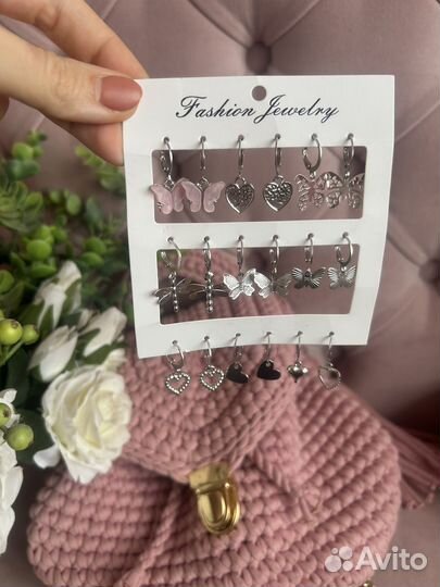 Комплект серёжек под серебро