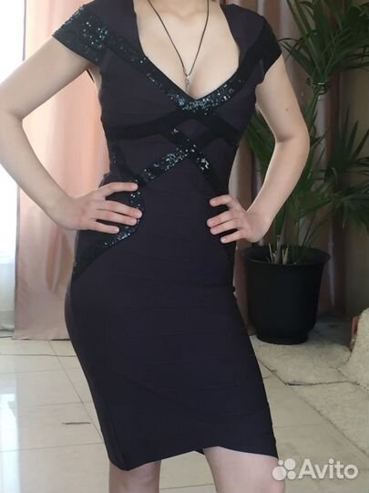 Herve leger платье черное вечернее