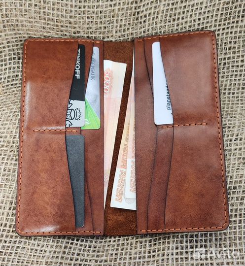 Лонгер кожаный кошелек ручной работы