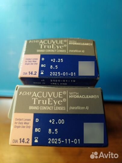 Линзы 1 DAY acuvue TruEye (30 линз) +2.0, +2.25