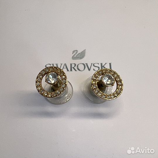 Серьги Swarovski пусеты золотистые