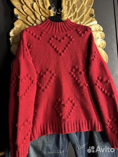 Свитер с букле сердцем 50/60