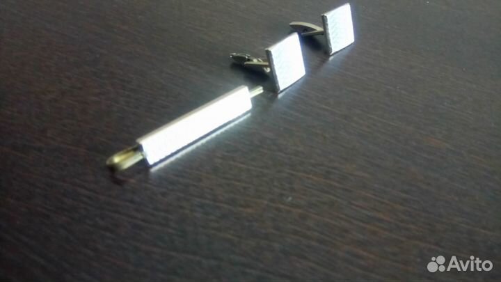 Комплект запонки, зажим для галстука