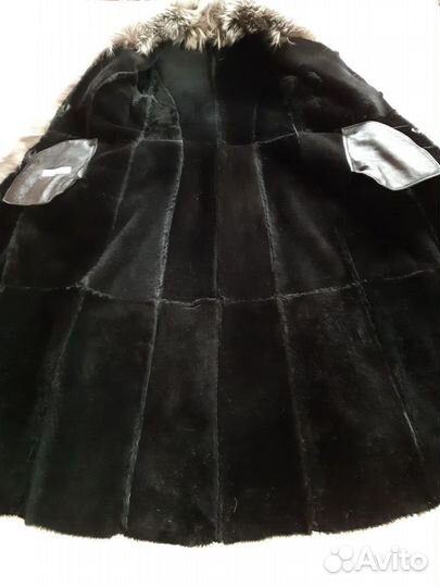 Натуральная кожаная дублёнка с мехом чернобурки