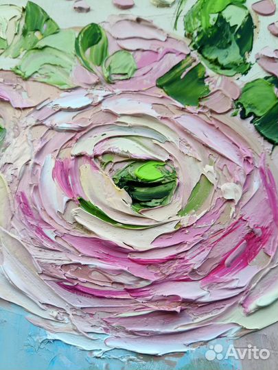 Цветы нежные светлая картина 15 х 20 см