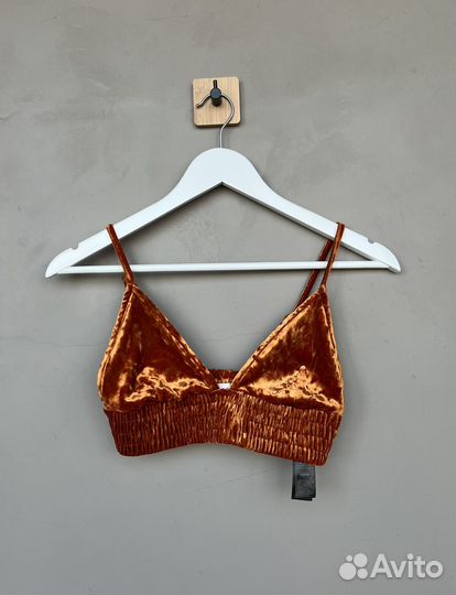 Бархатный оранжевый топ Topshop (42 размер) y2k