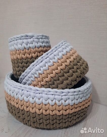Набор корзин из трикотажной пряжи