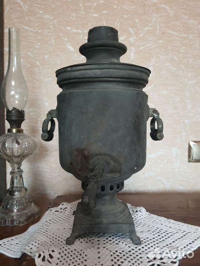 Бронь.Самовар на дровах с печатями царских времен