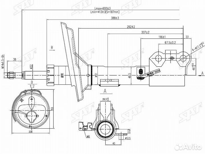 Стойка передняя toyota harrier/kluger/highlander/l