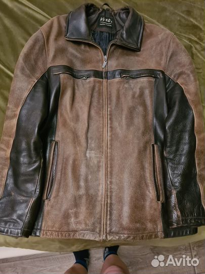 Кожаная куртка мужская 52 54 коричневая