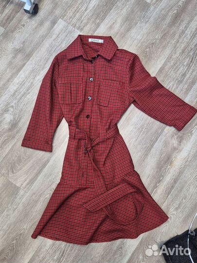 Платье ретро в клетку красное