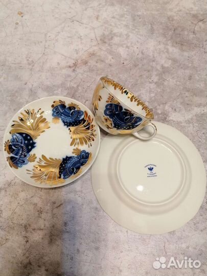 Набор посуды, фарфор ифз, чайная тройка, новый