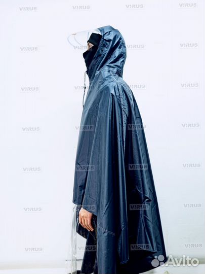 Плащ дождевик синий на электровелосипед