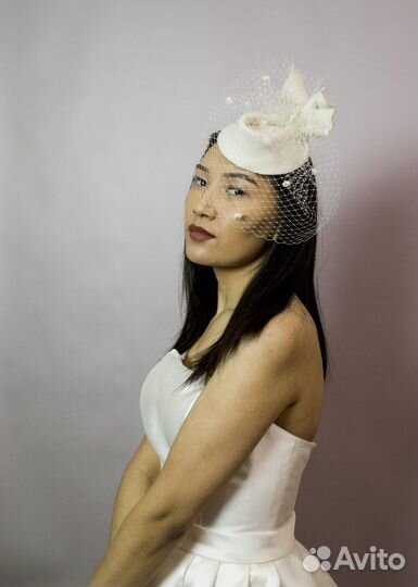 Шляпка с вуалью, вечерняя шляпка, свадебная шляпка