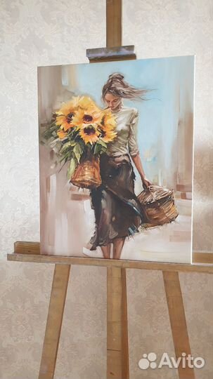 Картина девушка с подсолнухами