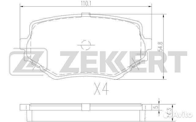 Колодки тормозные передние (110.2*55) Suzuki Grand Vitara