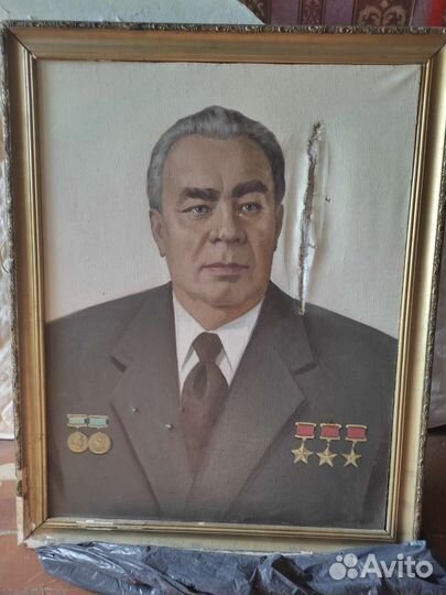 Портрет Брежнева. Масло. Рамка 1/1.20м