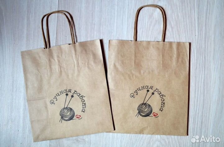 Крафт с верёвочными ручками Пакеты