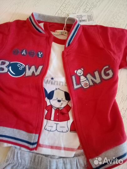 Футболка, жакет и брюки Bolichin красные на рост86