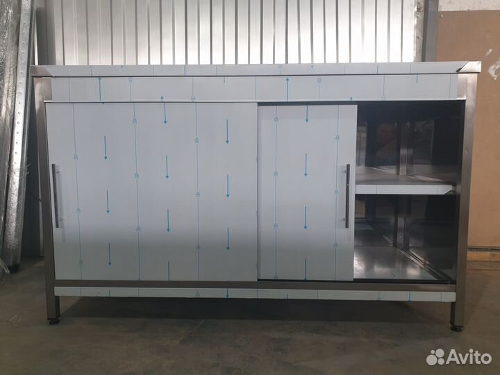 Стол-тумба купе из нержавейки для общепита